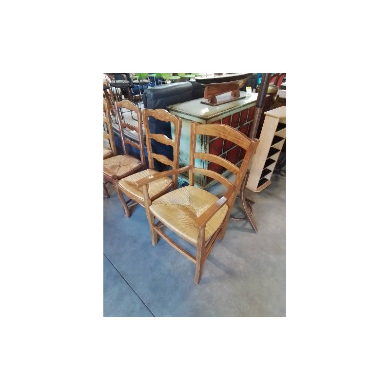 FAUTEUIL DE CHEMINÉE BOIS CLAIR PAILLÉ 