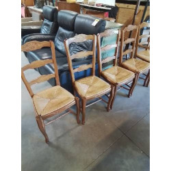 4 CHAISES BOIS PAILLÉ A...