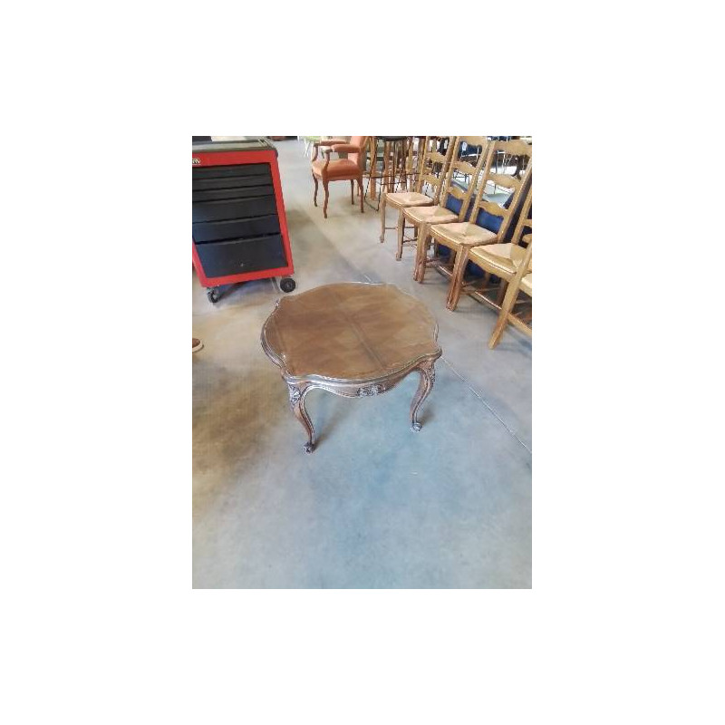 TABLE BASSE CHANTOURNÉ PIEDS ESCARGOT DESSUS VERRE STYLE RÉGENCE COQUILLE 