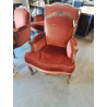BERGÈRE BOIS CAPITONNÉ VELOURS ORANGÉ STYLE REGENCE