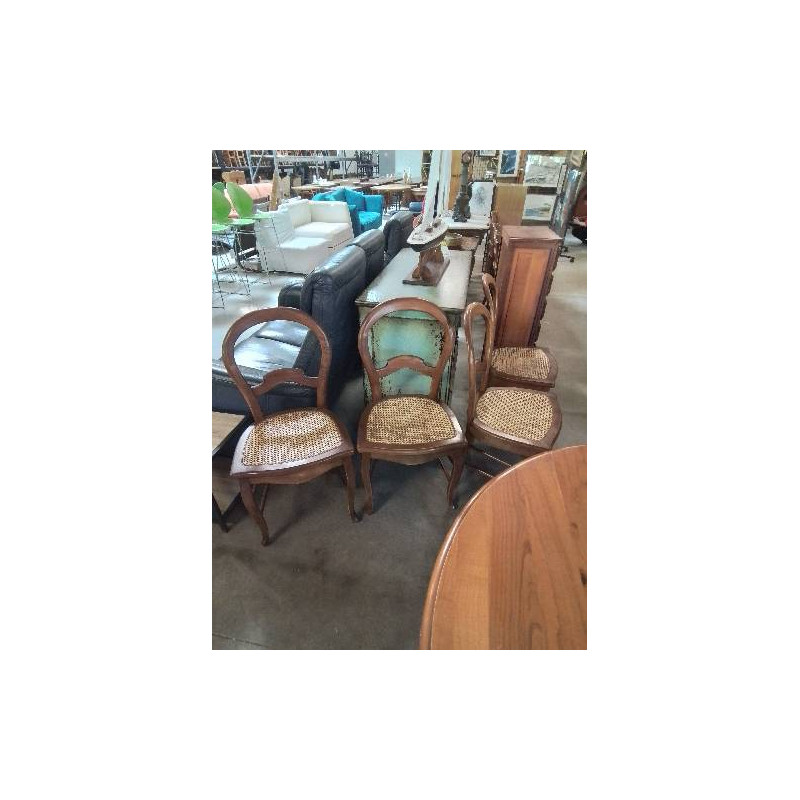 4 CHAISES BOIS ASSISE CANNÉE STYLE LOUIS PHILIPPE 