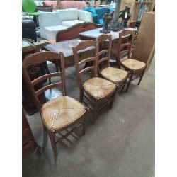 4 CHAISES BOIS PAILLÉ...