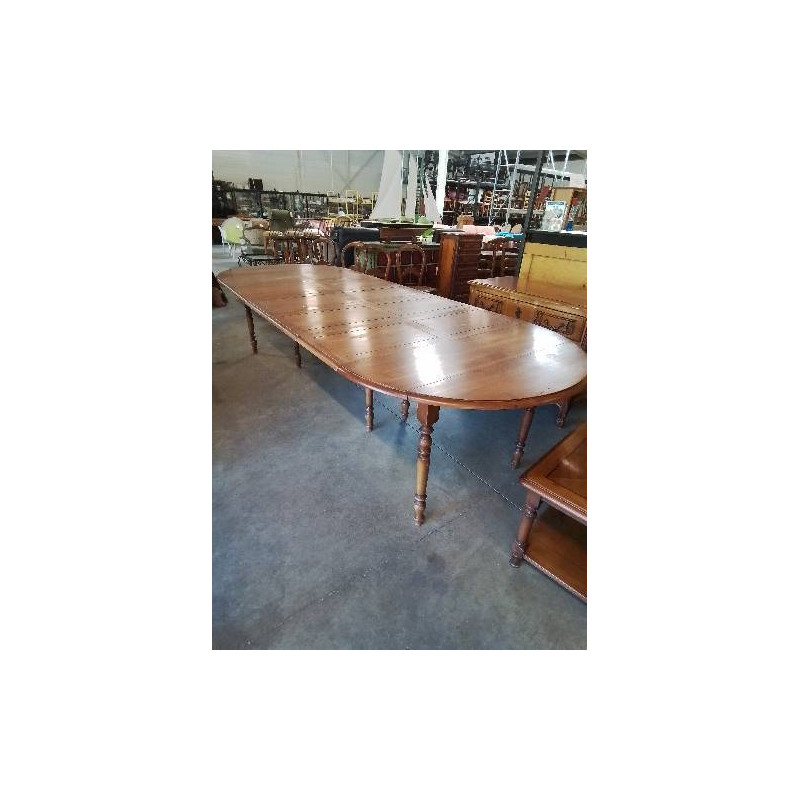 TABLE RONDE EXTENSIBLE STYLE LOUIS PHILIPPE 120X75CM AVEC 5 RALLONGES DE 40CM