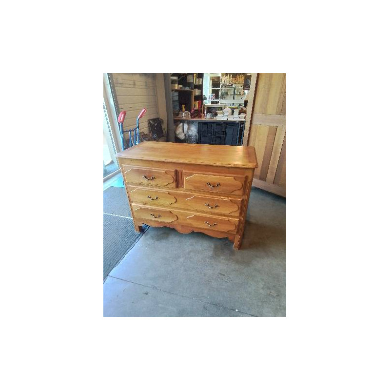 COMMODE BOIS CLAIR 4 TIROIRS STYLE RÉGENCE 