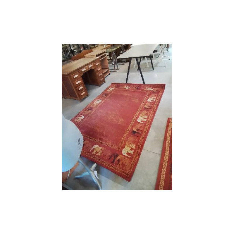 TAPIS ORANGÉ AUX ÉLÉPHANTS 230X160CM