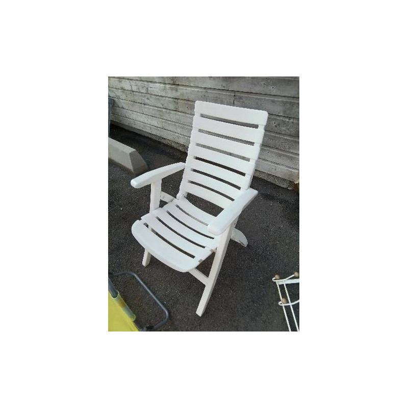 FAUTEUIL DE JARDIN PLIANT RÉSINE BLANC AJOURÉ 