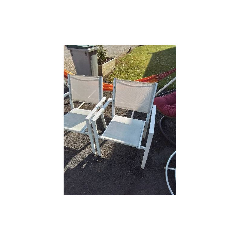 FAUTEUIL DE JARDIN ALU ET TOILE BLANC