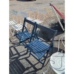 CHAISE PLIANTE BOIS BLEU...