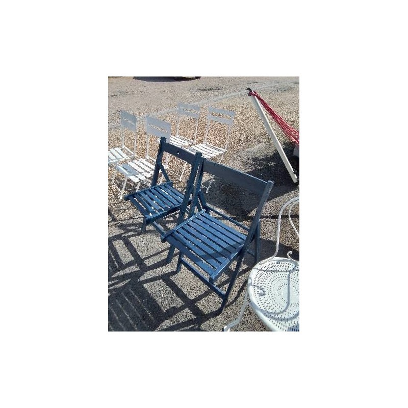 CHAISE PLIANTE BOIS BLEU AJOURÉ 