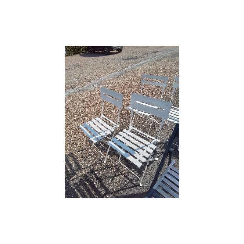 PAIRE DE CHAISES DE JARDIN FER FORGÉ PEINT BLANC XXE