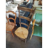 CHAISE DE NOURRICE BOIS PAILLÉ DOSSIER GRAVÉ AUX FEUILLES 