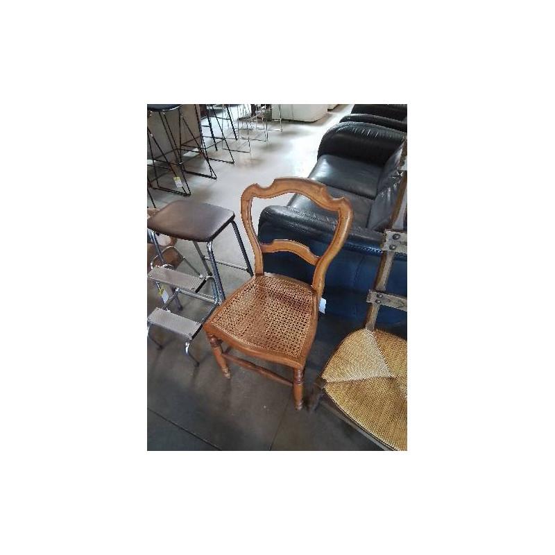 CHAISE BOIS CLAIR ASSISE CANNÉE DOSSIER ÉCHANCRÉ NAPOLÉON III 