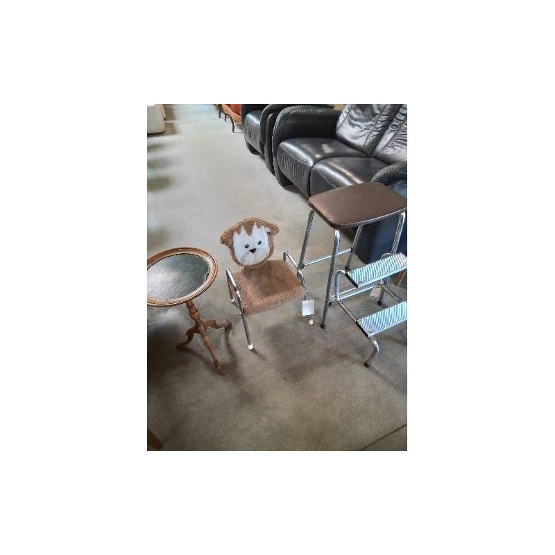 FAUTEUIL ENFANT PIÈTEMENT MÉTAL CHROMÉ ET TISSU DOSSIER D’OURS ANNÉES 70/80