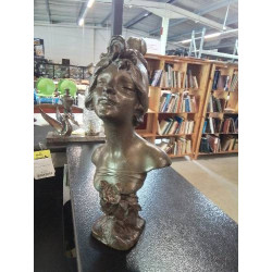 SCULPTURE BUSTE FEMME MÉTAL DORÉ LA CIGALE JULIEN CAUSSÉ (1869-1938)