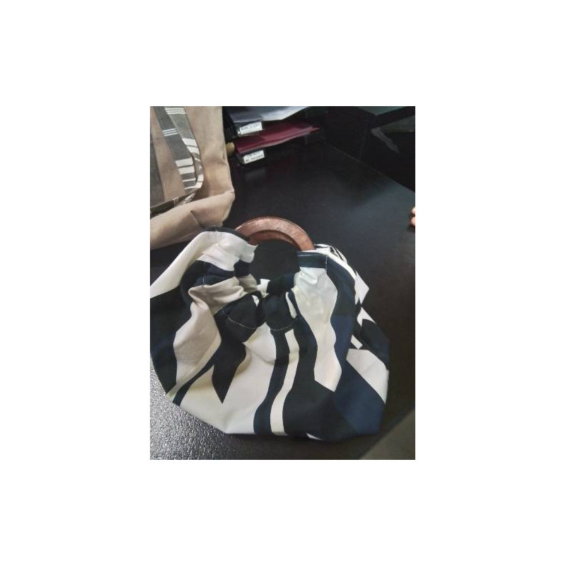 SAC ANNEAUX BOIS NOIR BLANC BLEU