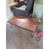 TABLE BASSE RECTANGULAIRE PIÈTEMENT FER FORGÉ PLATEAU CARRELÉ ANNÉES 50