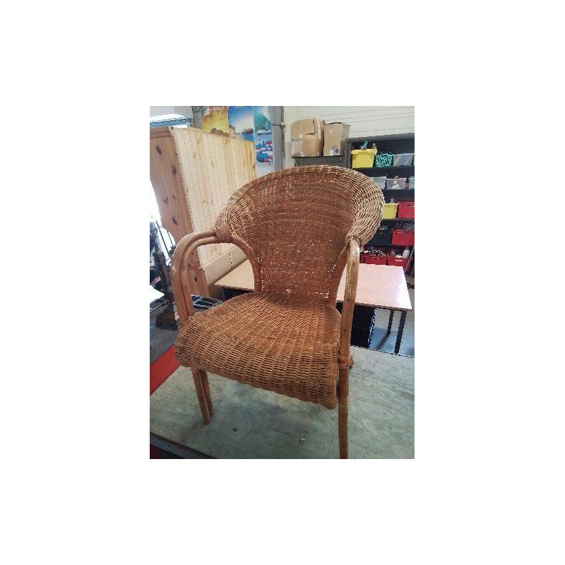 FAUTEUIL ROTIN ET VANNERIE ANNÉES 60