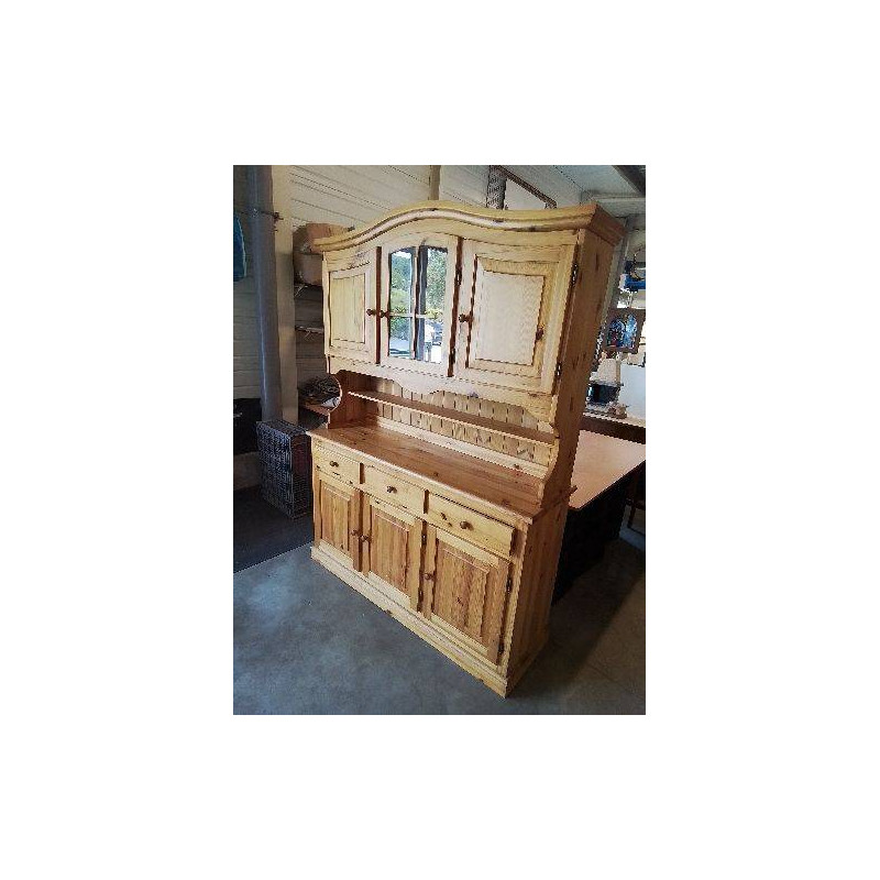 BUFFET VITRÉ PIN 2 CORPS 6 PORTES 3 TIROIRS 