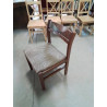 CHAISE TECK ASSISE CAPITONNÉ TISSU TAUPE AUX LOSANGES ANNES 60/70