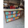 BAR ET 4  TABOURETS TECK PEINT