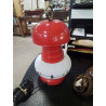 LAMPE MÉTAL ROUGE ET VERRE BLANC DÉCOR MARIN ANNÉES 70