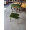CHAISE PLIANTE DE SPECTACLE MÉTAL DORÉ ASSISE ET DOSSIER VELOURS BRONZE