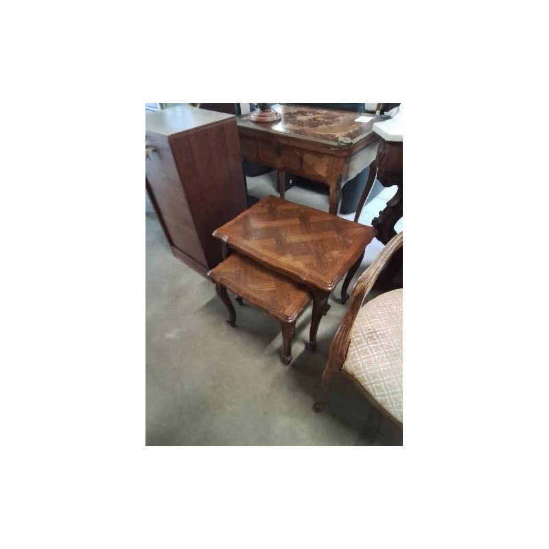 2 TABLES BASSE GIGOGNE BOIS PLATEAUX CHANTOURNÉ PIEDS CAMBRÉ STYLE RÉGENCE 