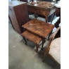 2 TABLES BASSE GIGOGNE BOIS PLATEAUX CHANTOURNÉ PIEDS CAMBRÉ STYLE RÉGENCE 