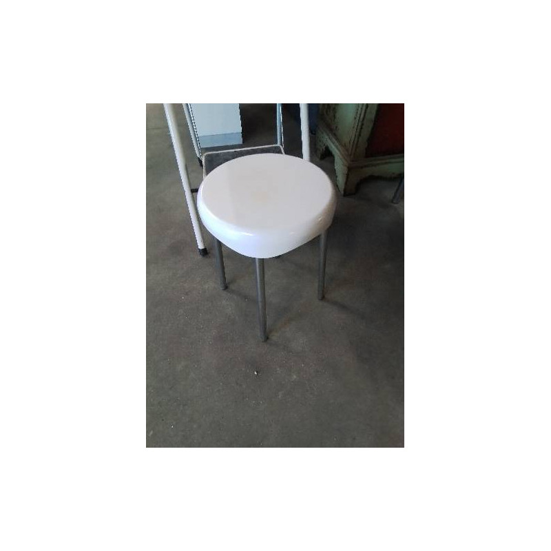 TABOURET PIÈTEMENT METAL CHROMÉ ASSISE RÉSINE  BLANC