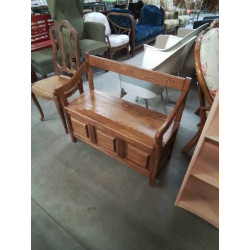 BANC COFFRE CHÊNE CLAIR MOULURÉ