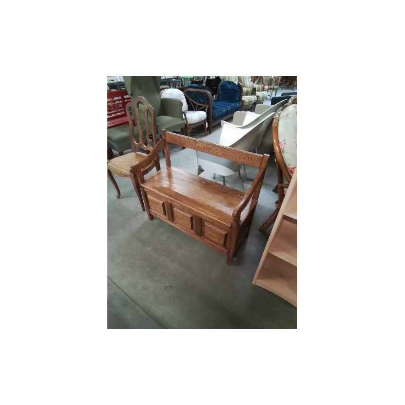BANC COFFRE CHÊNE CLAIR MOULURÉ