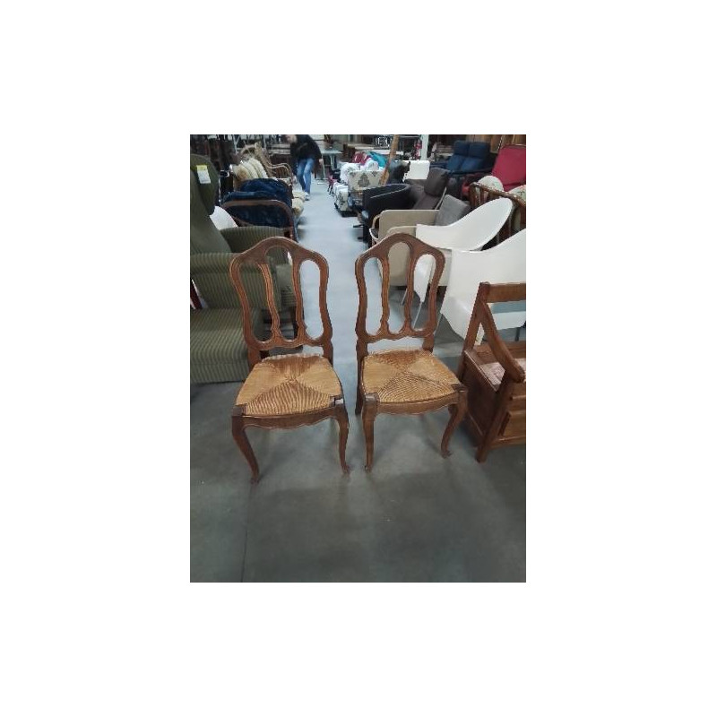 PAIRE DE CHAISES CINTRÉ BOIS CLAIR PAILLÉ STYLE RÉGENCE 