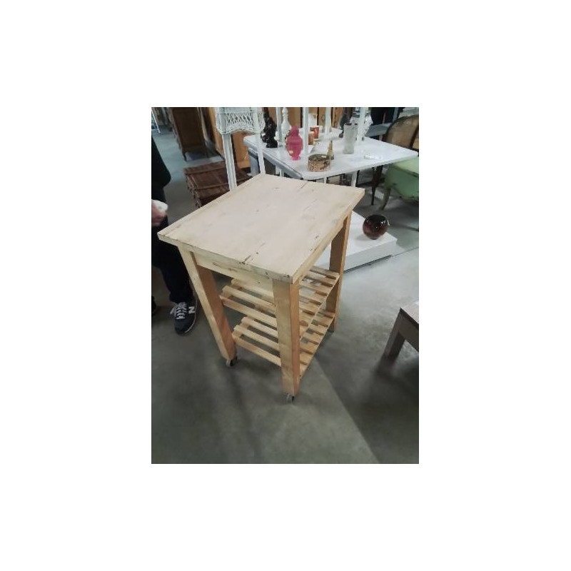 DESSERTE DE CUISINE A ROULETTES BOIS CLAIR 