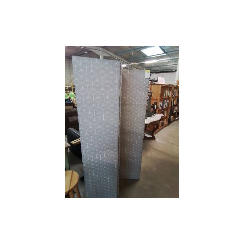 PARAVENT 3 VANTAUX GRIS ET BLANC 