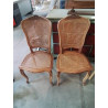 PAIRE DE CHAISES BOIS CLAIR ASSISE ET DOSSIER CANNÉ STYLE RÉGENCE 