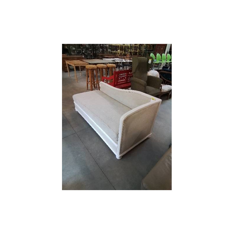 MÉRIDIENNE BOIS ECRU ASSISE TISSU TAUPE