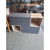 BUFFET BOIS CLAIR ET GRIS 4 TIROIRS 2 NICHES IKEA