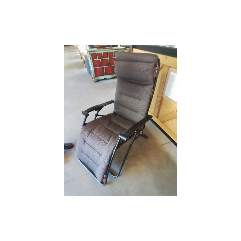 FAUTEUIL RELAX D’INTÉRIEUR LAFUMA PIÈTEMENT MÉTAL NOIR COUSSIN CHOCOLAT 