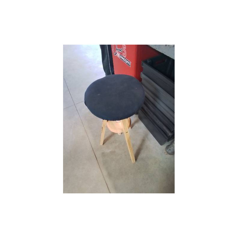 TABOURET A VIS BOIS CLAIR ASSISE TISSU GRIS