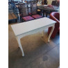 CONSOLE RECTANGULAIRE BOIS PEINT ECRU PLATEAU BLEU