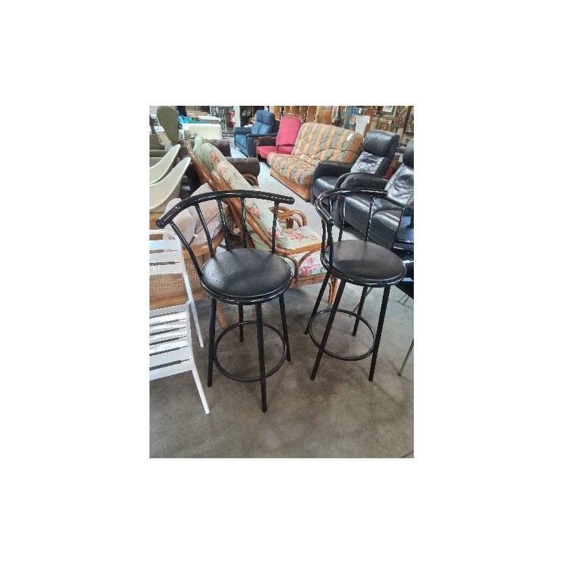 TABOURET DE BAR MÉTAL ET PU NOIR