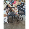 TABOURET DE BAR MÉTAL ET PU NOIR
