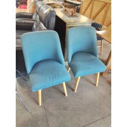 CHAISE BLEU PIÈTEMENT BOIS...