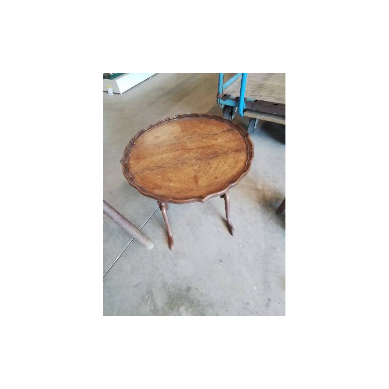 TABLE BASSE RONDE BOIS CHANTOURNÉ A ENTRETOISE 