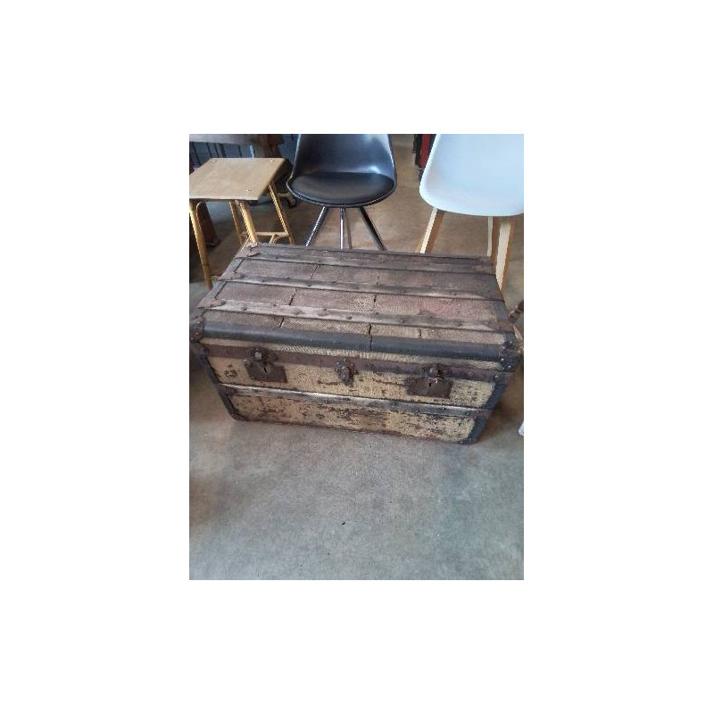 MALLE RECTANGULAIRE BOIS GAINÉ TOILE