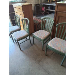 4 CHAISES BOIS VERT A...