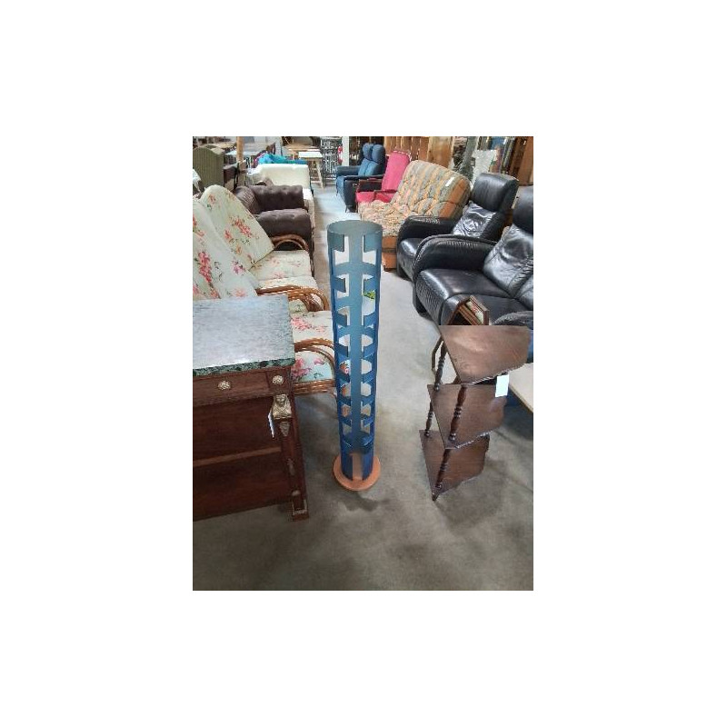 COLONNE RANGE CD’S RÉSINE BLEU SOCLE BOIS CLAIR