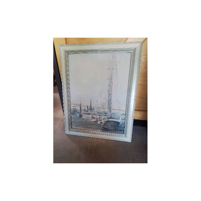 AQUARELLE VOILIERS A ROUEN STRATSRAAD LEHMKUHL JEAN SELOSSE (1922-2016)