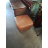 POUF CARRÉ CUIR FAUVE CROZATIER 
