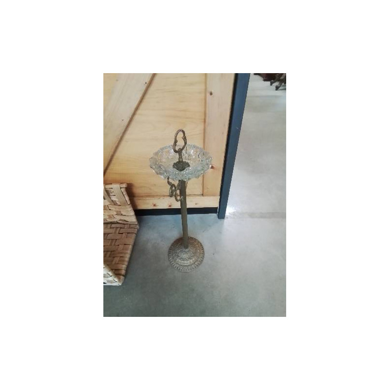 CENDRIER SUR PIED LAITON ET VERRE TAILLÉ